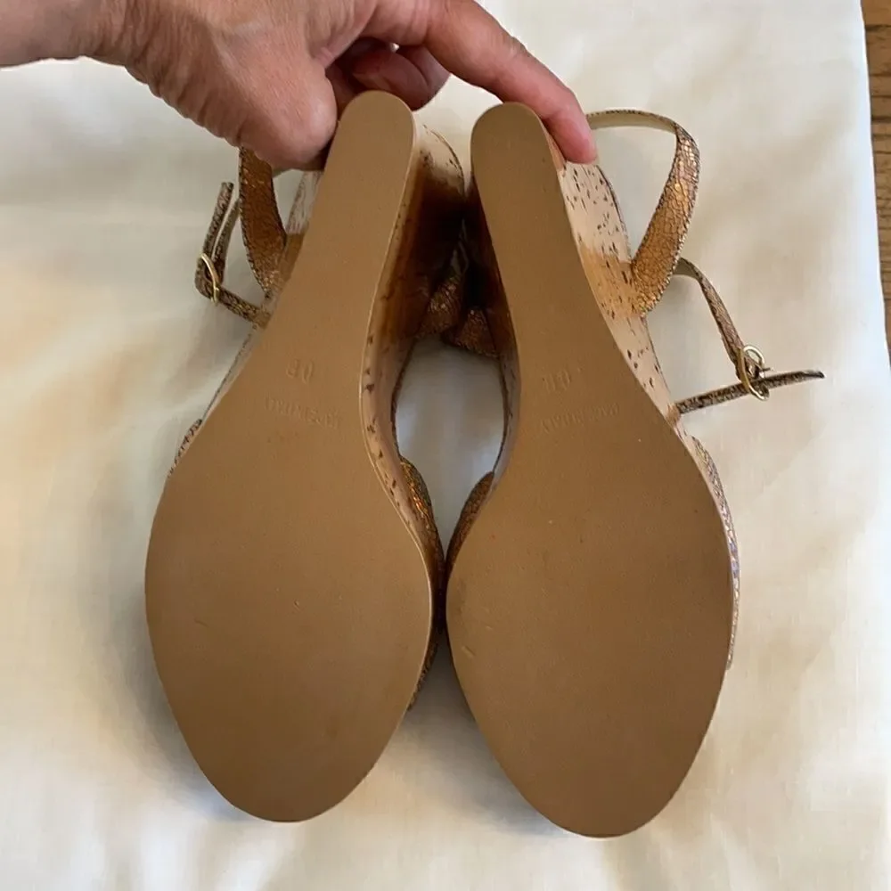 EMY MACK ROSE METALLIC WEDGES.  NEW